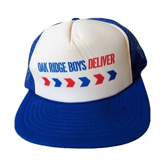 Oak Ridge Boys Deliver Snapback Hat Trucker Cap 1980's Adjustable Blue White VTG - Picture 1 of 5